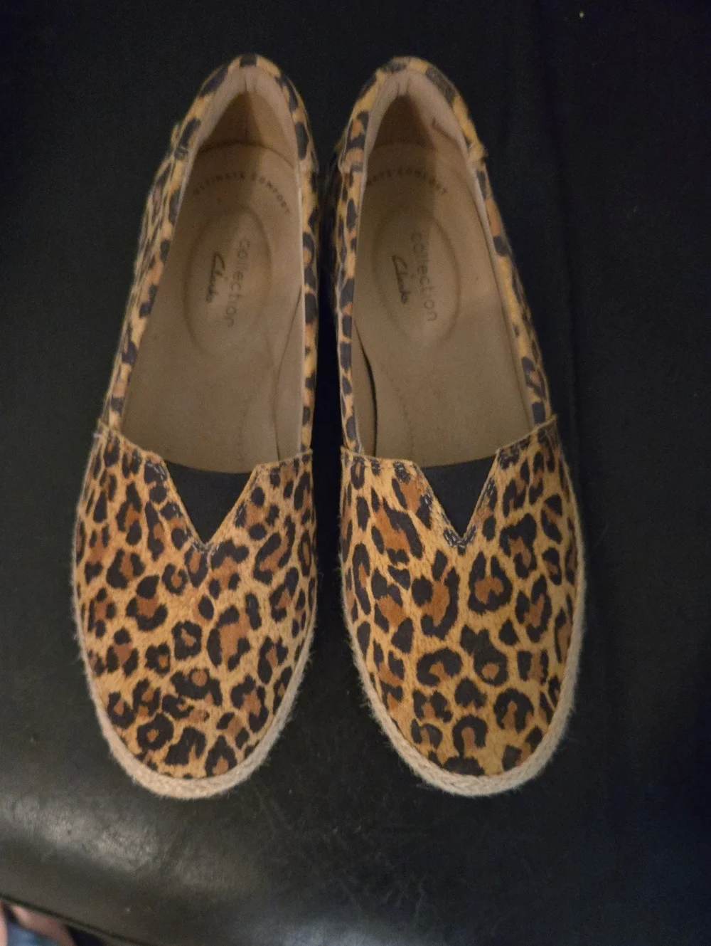 Clarks Women's Leopard Espadrilles in Tan and Black